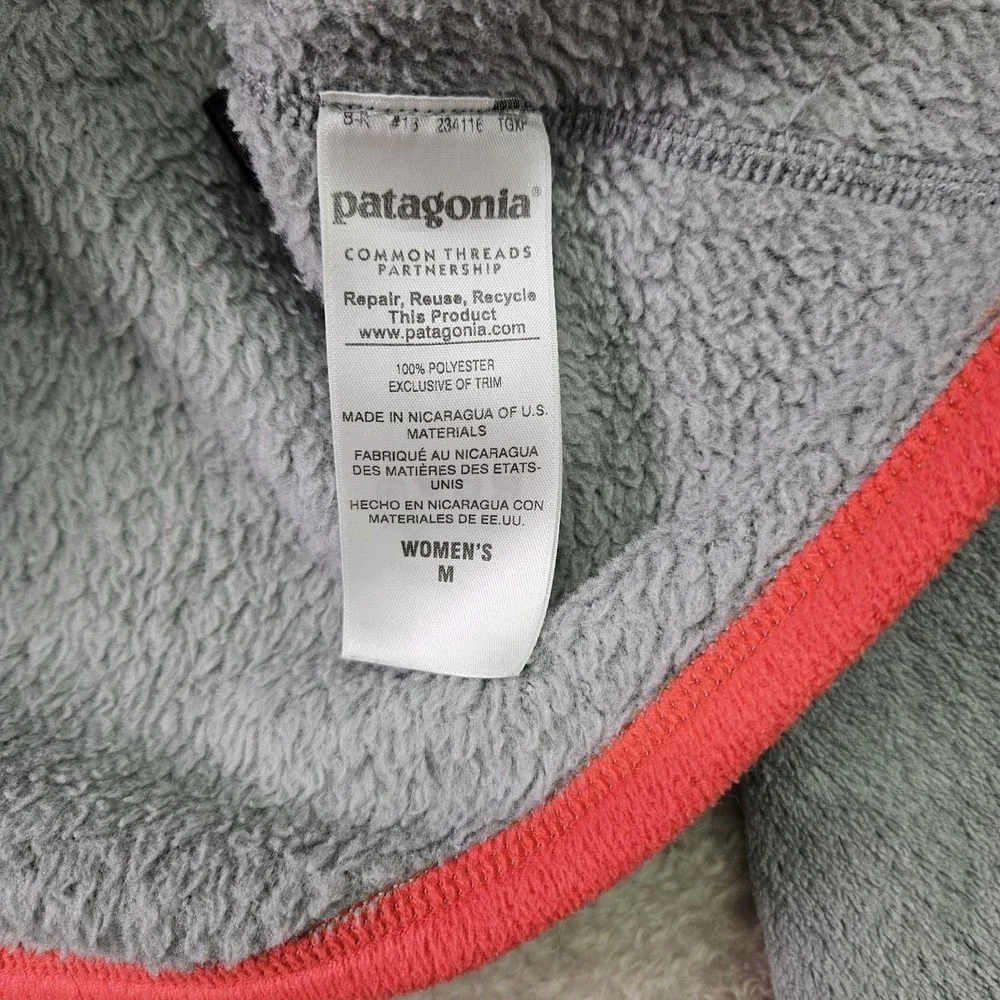 PATAGONIA‎ Re-Tool Snap-T Fleece Pullover Women's Medium Gray Pink Polartec Y2K
